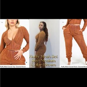Bad Club Society Fashion Nova Akira Cozy Mesh Corset Joggers - Rich Brown